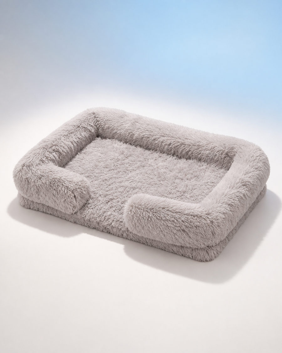 Bolstered Plush Dog Sofa Bed — front view