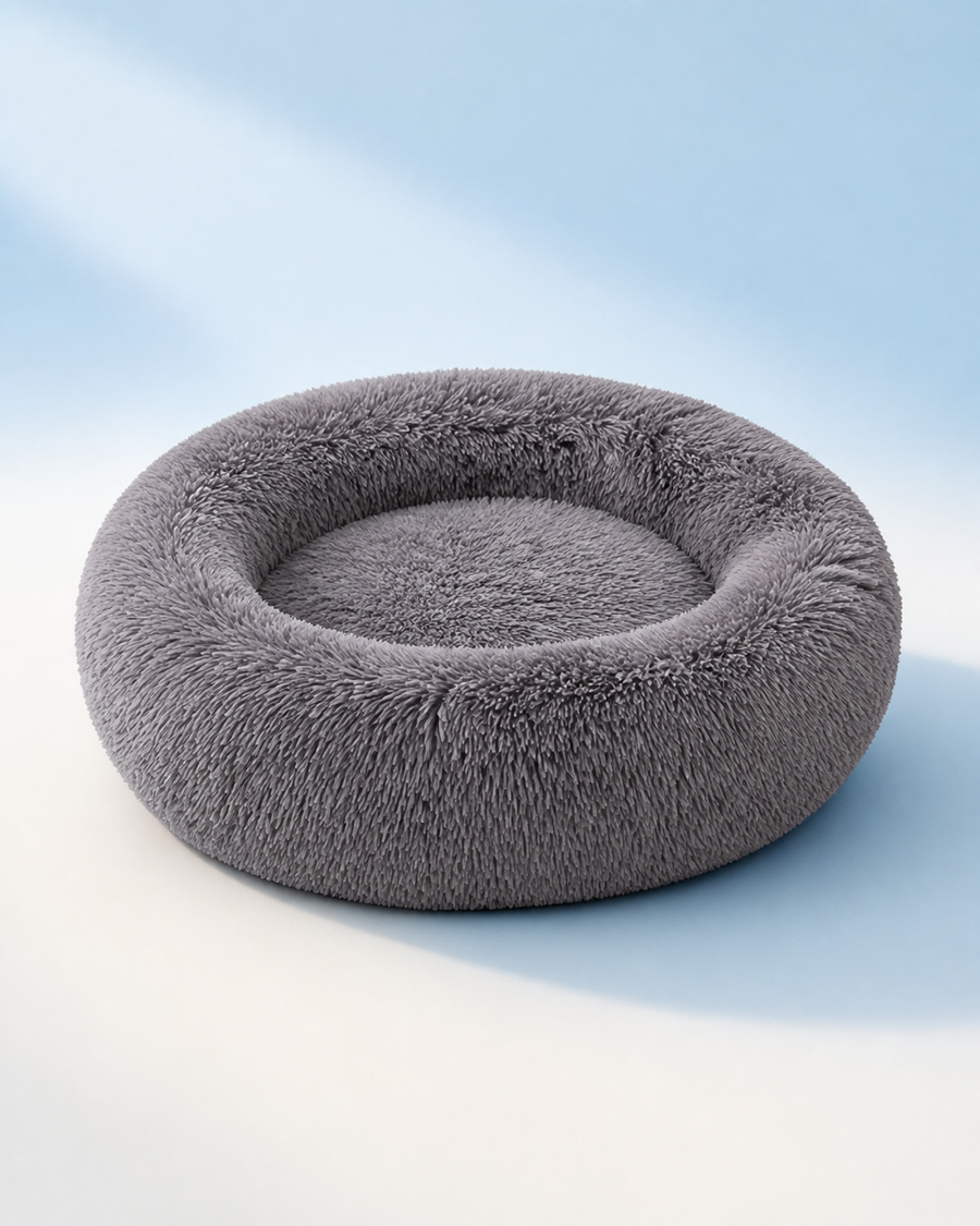 Soft Plush Donut Cat Bed — front view