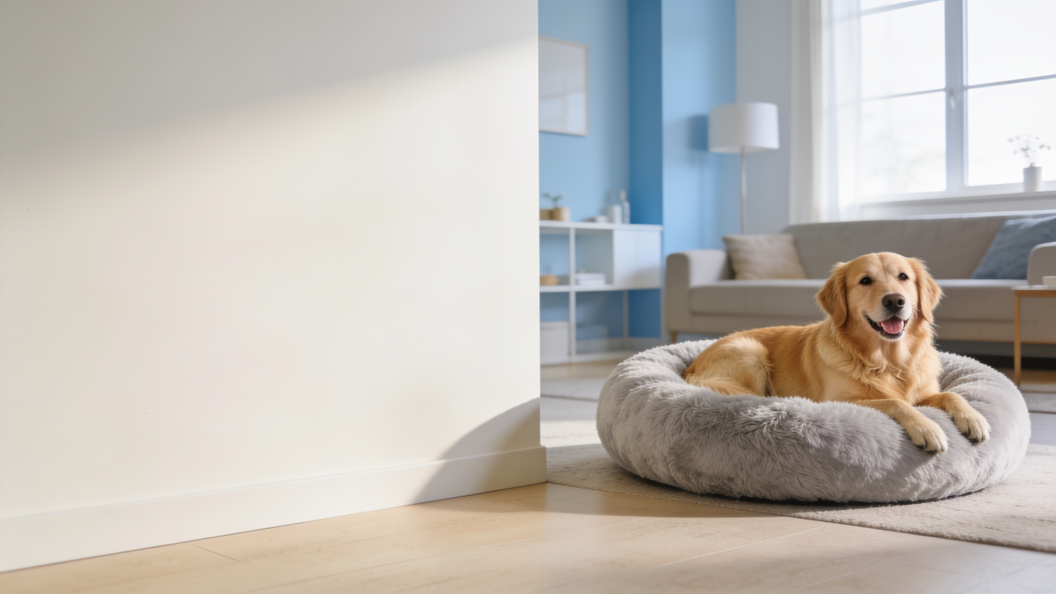 Dog resting on a soft Blyio pet bed